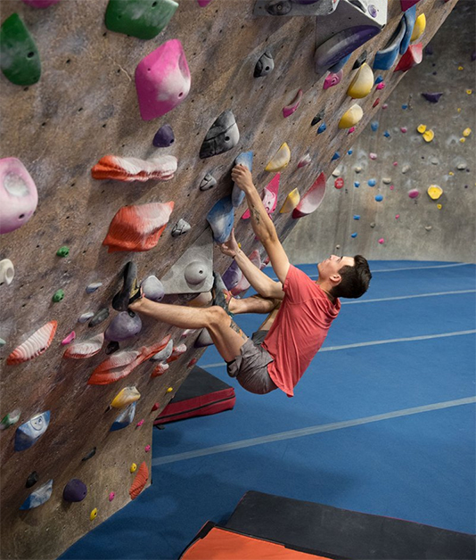 Man Climbing the Climbing Wall in Boulderdash SFV