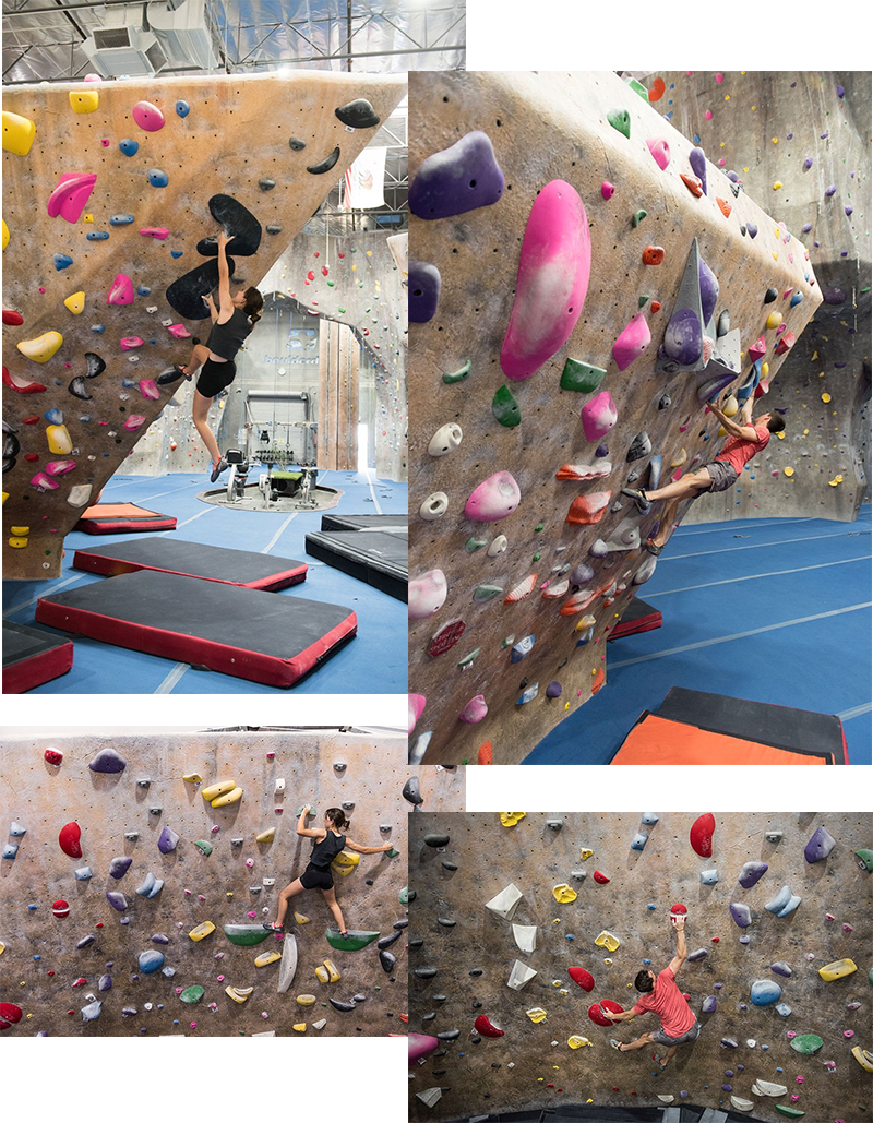 Climbers Climbing Wall Rock in Boulderdash SFV Gym